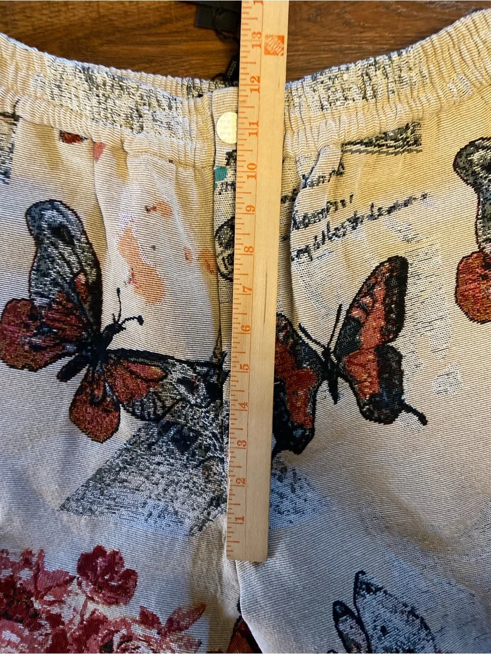 NWT GUAPI Floral Eiffel Paris Butterfly Tapestry Pants Mens Size 36 Fringe